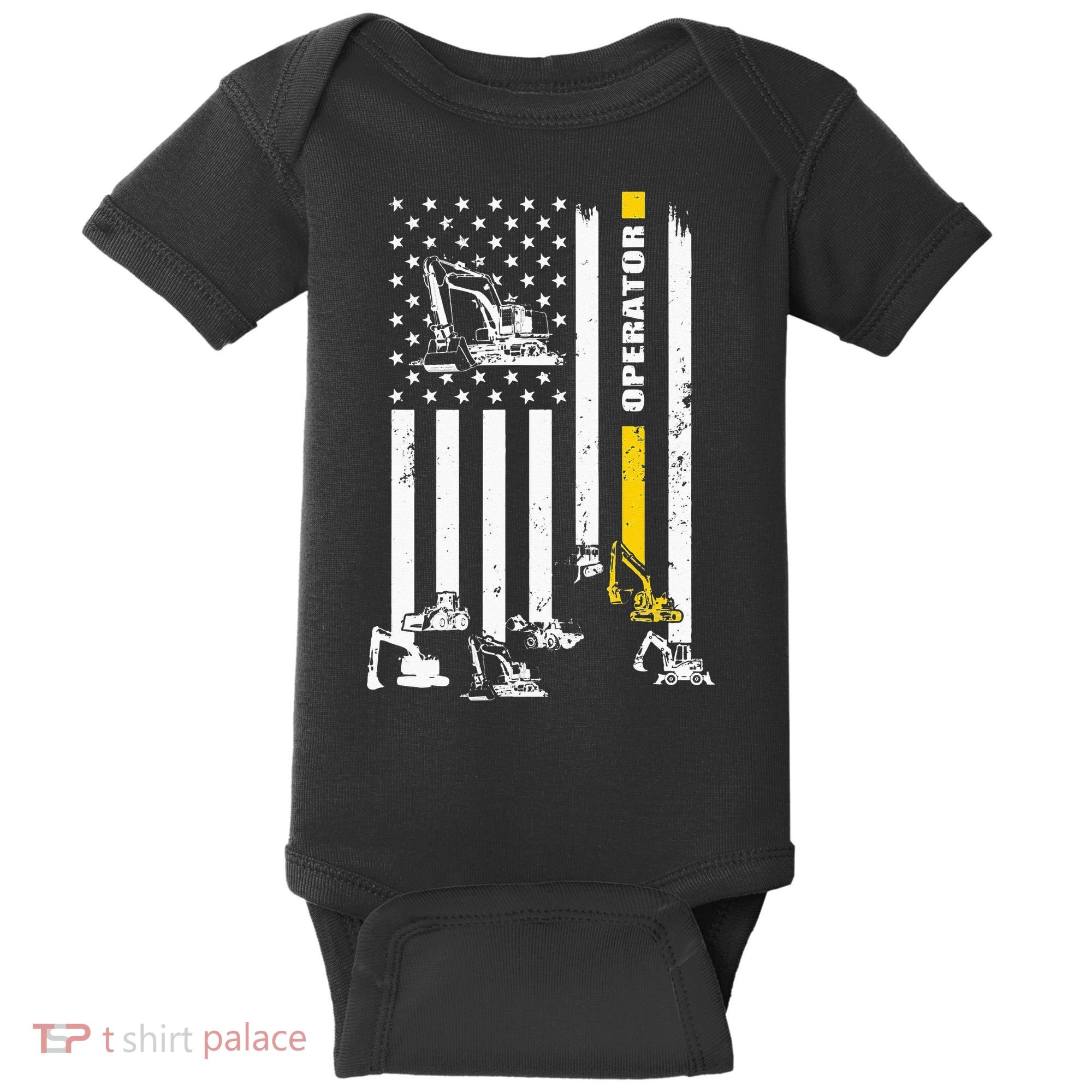 Heavy Equipment Operator USA Flag Operator Gift Baby Bodysuit