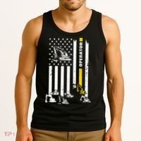 Heavy Equipment Operator USA Flag Operator Gift Tank Top thumb 3