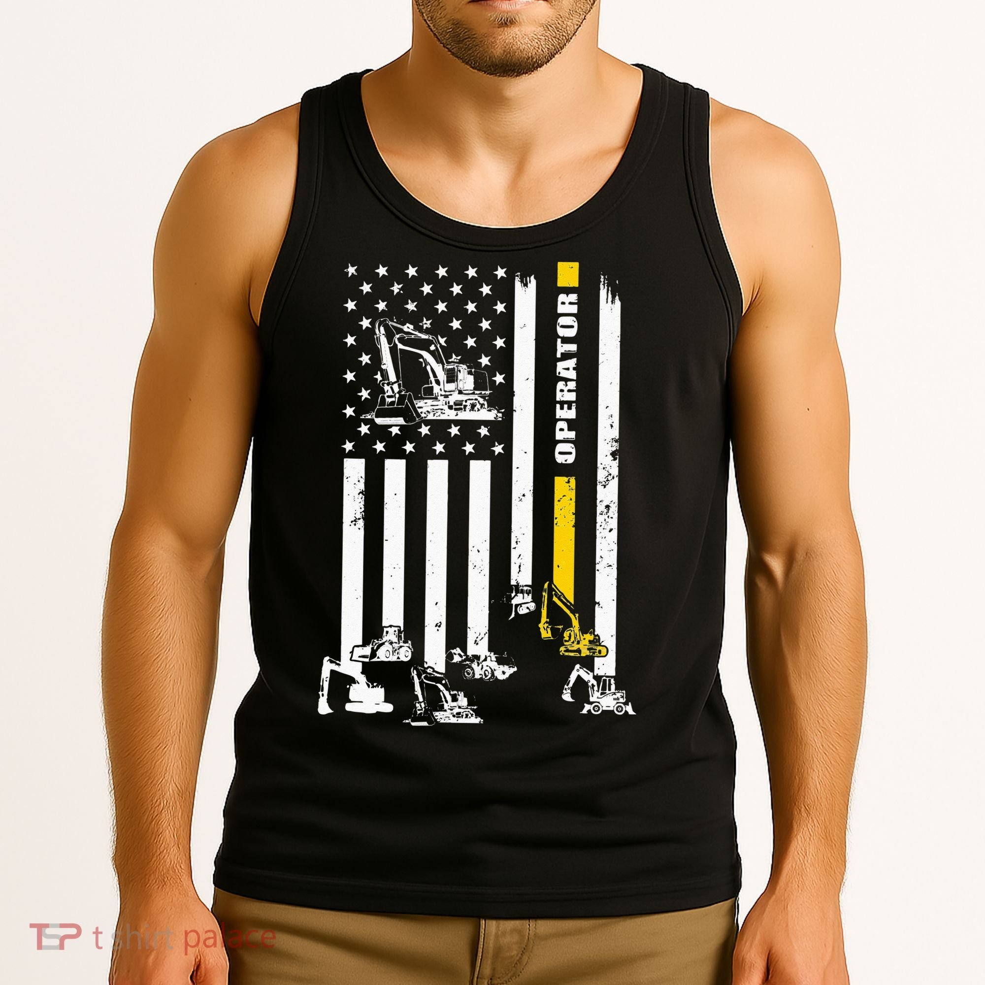 Heavy Equipment Operator USA Flag Operator Gift Tank Top