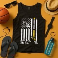 Heavy Equipment Operator USA Flag Operator Gift Tank Top thumb 4