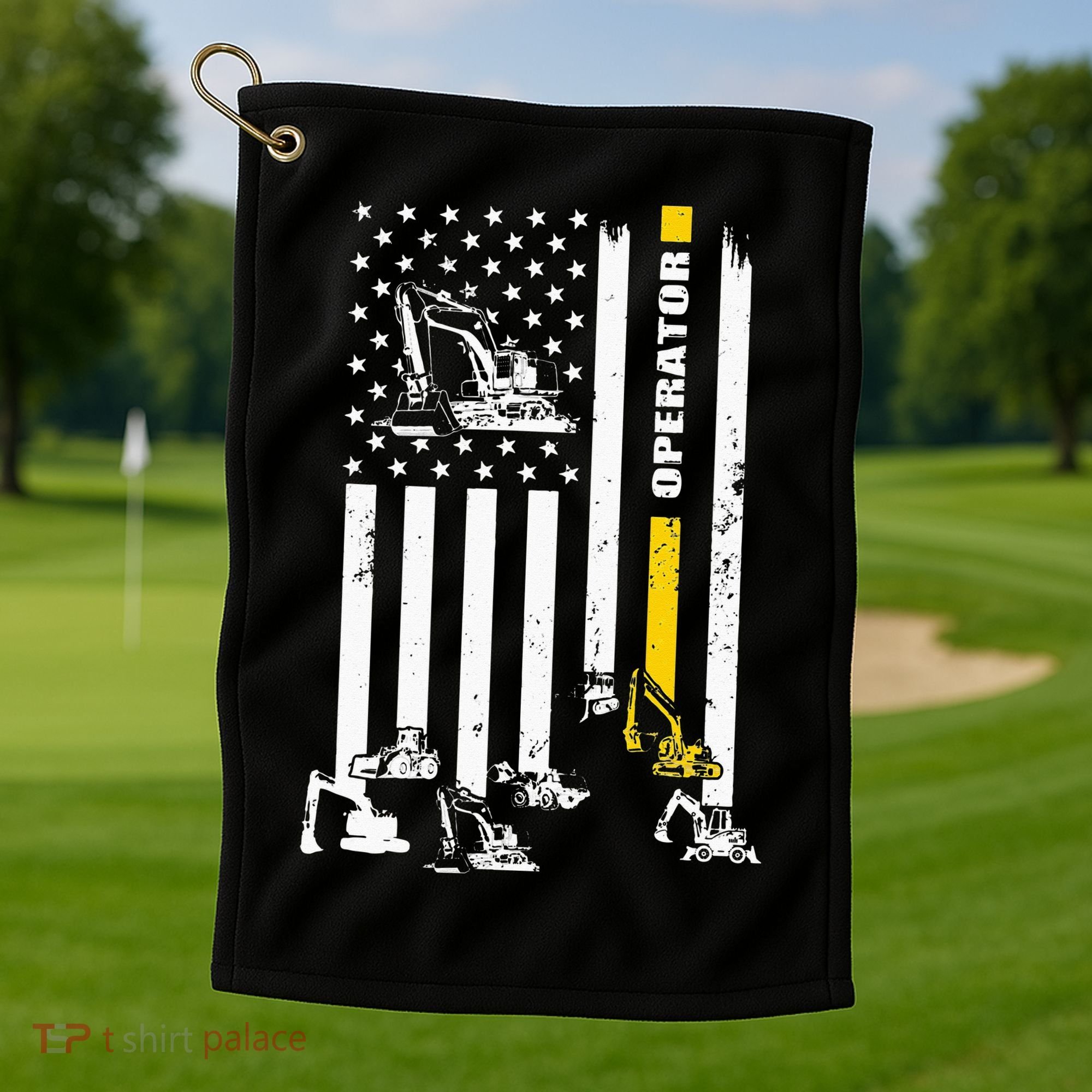 Heavy Equipment Operator USA Flag Operator Gift Golf Towel
