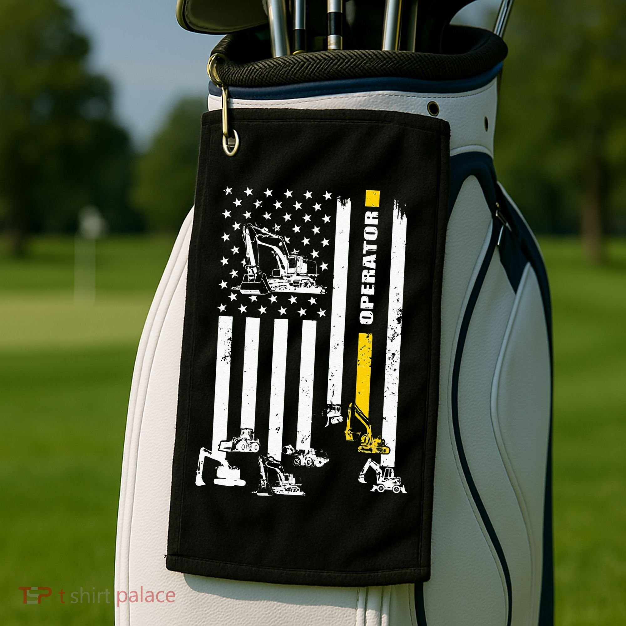 Heavy Equipment Operator USA Flag Operator Gift Golf Towel