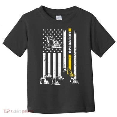 Heavy Equipment Operator USA Flag Operator Gift Toddler T-Shirt