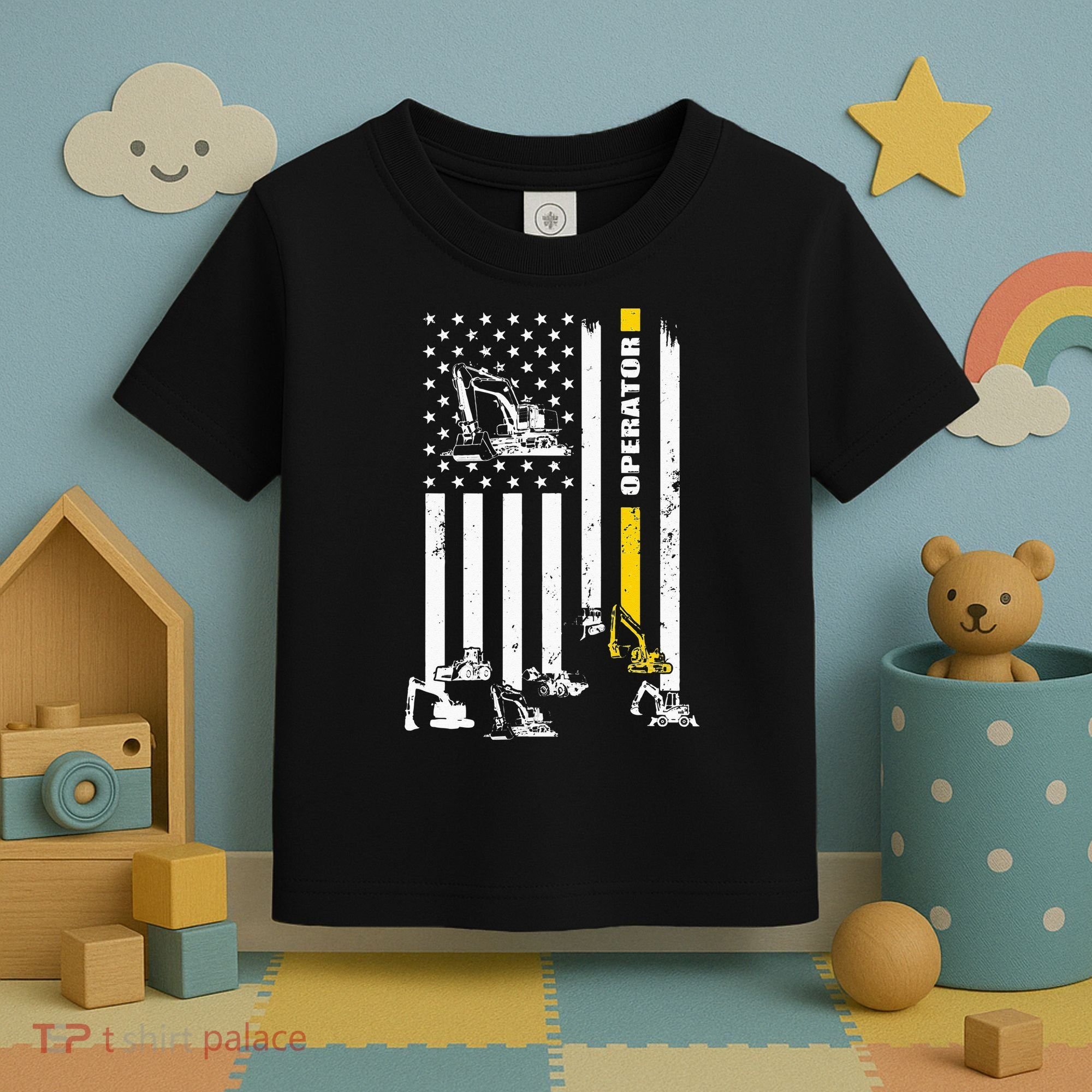 Heavy Equipment Operator USA Flag Operator Gift Toddler T-Shirt