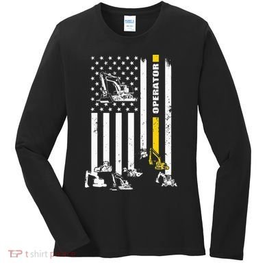 Heavy Equipment Operator USA Flag Operator Gift Women's Long Sleeve Shirt
