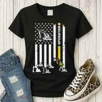 Heavy Equipment Operator USA Flag Operator Gift Women's T-Shirt thumb 3