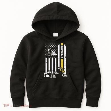 Heavy Equipment Operator USA Flag Operator Gift Kids Hoodie