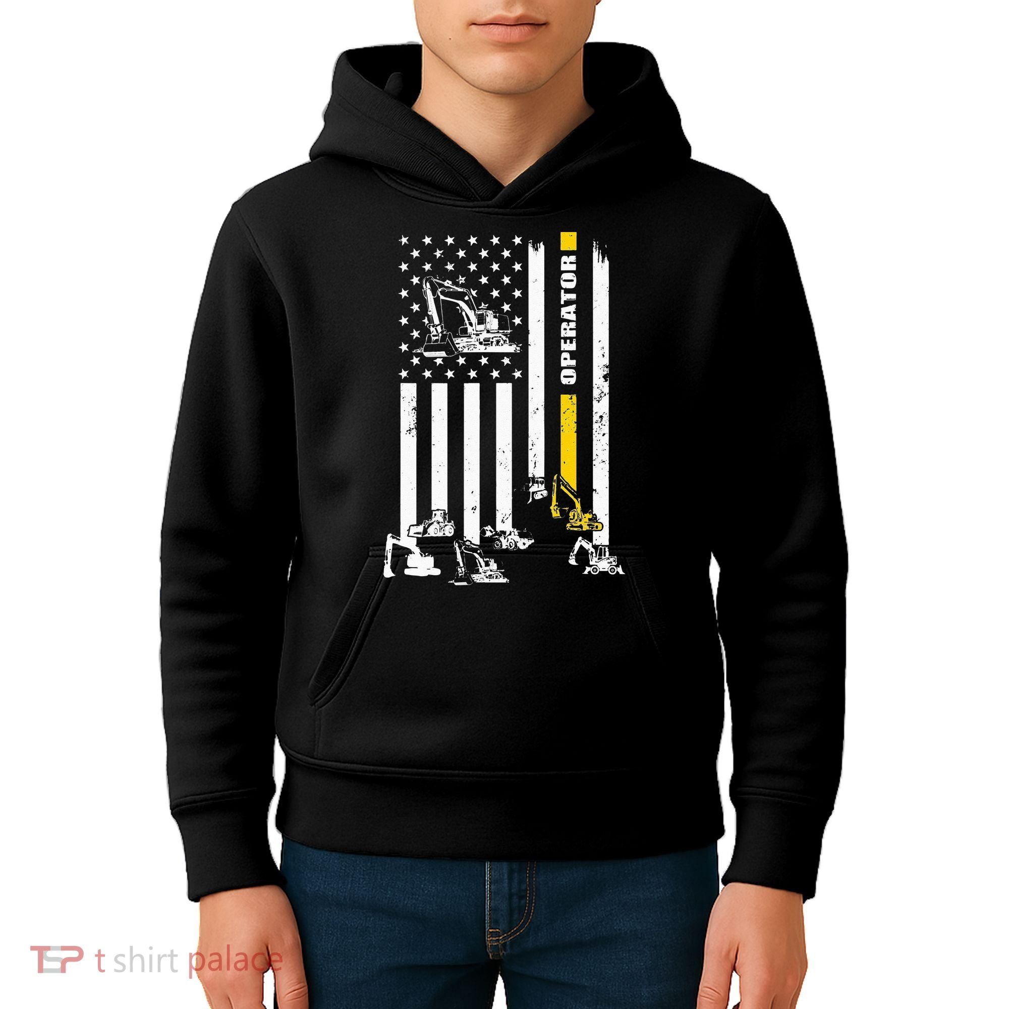 Heavy Equipment Operator USA Flag Operator Gift Kids Hoodie