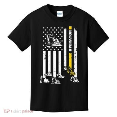 Heavy Equipment Operator USA Flag Operator Gift Kids T-Shirt