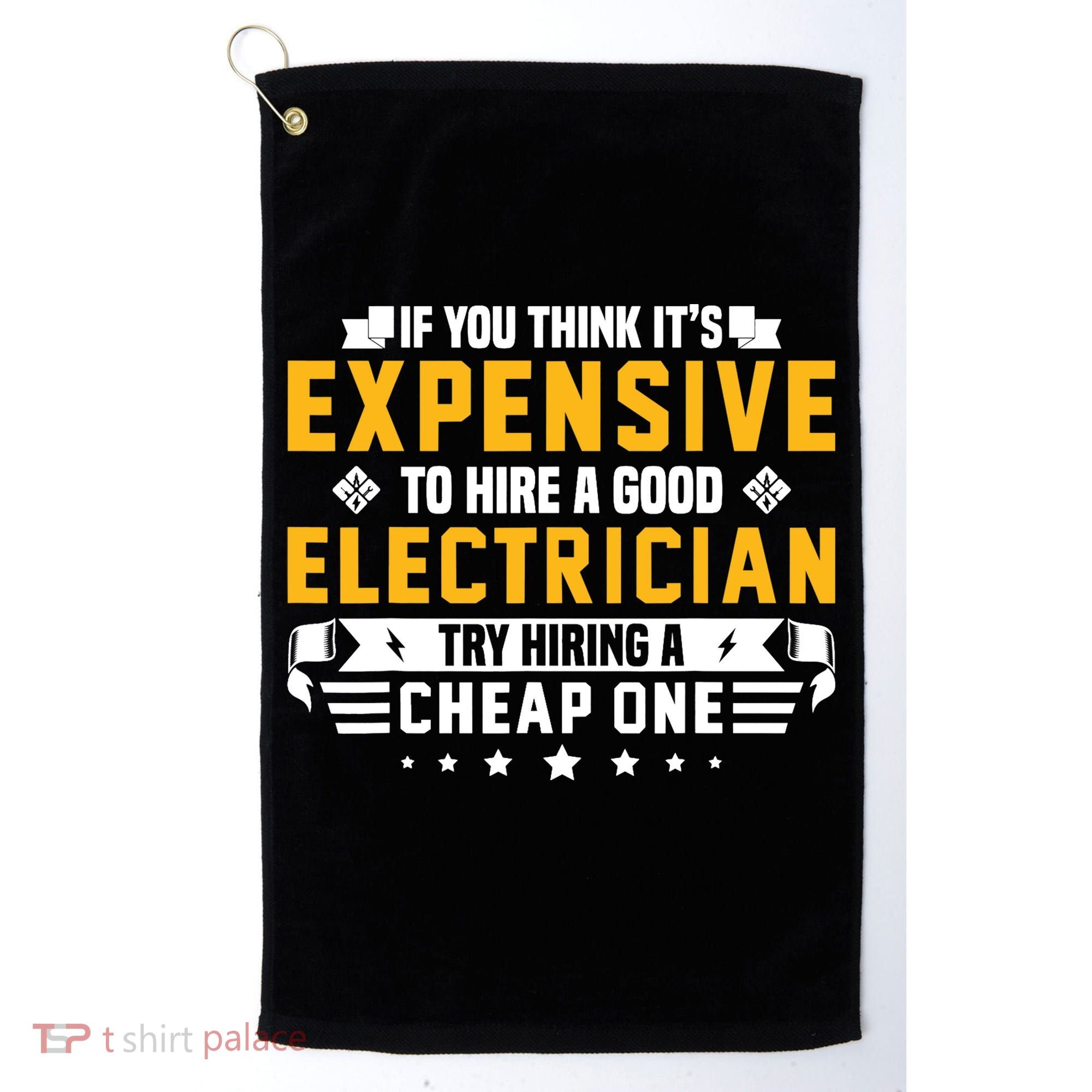 Humorous Electrician Pun Funny Electrician Technician Golf Towel