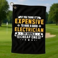 Humorous Electrician Pun Funny Electrician Technician Golf Towel thumb 1