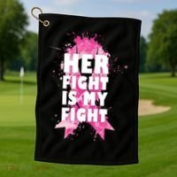 Her Fight Is My Fight Breast Cancer Golf Towel thumb 1
