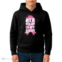 Her Fight Is My Fight Breast Cancer Kids Hoodie thumb 4