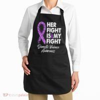 Her Fight is My Fight Domestic Violence Awareness Purple Ribbon Apron thumb 2
