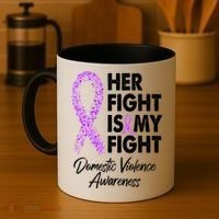 Her Fight is My Fight Domestic Violence Awareness Purple Ribbon Coffee Mug thumb 4