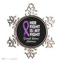 Her Fight is My Fight Domestic Violence Awareness Purple Ribbon Ornament thumb 0