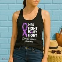 Her Fight is My Fight Domestic Violence Awareness Purple Ribbon Women's Tank Top thumb 2
