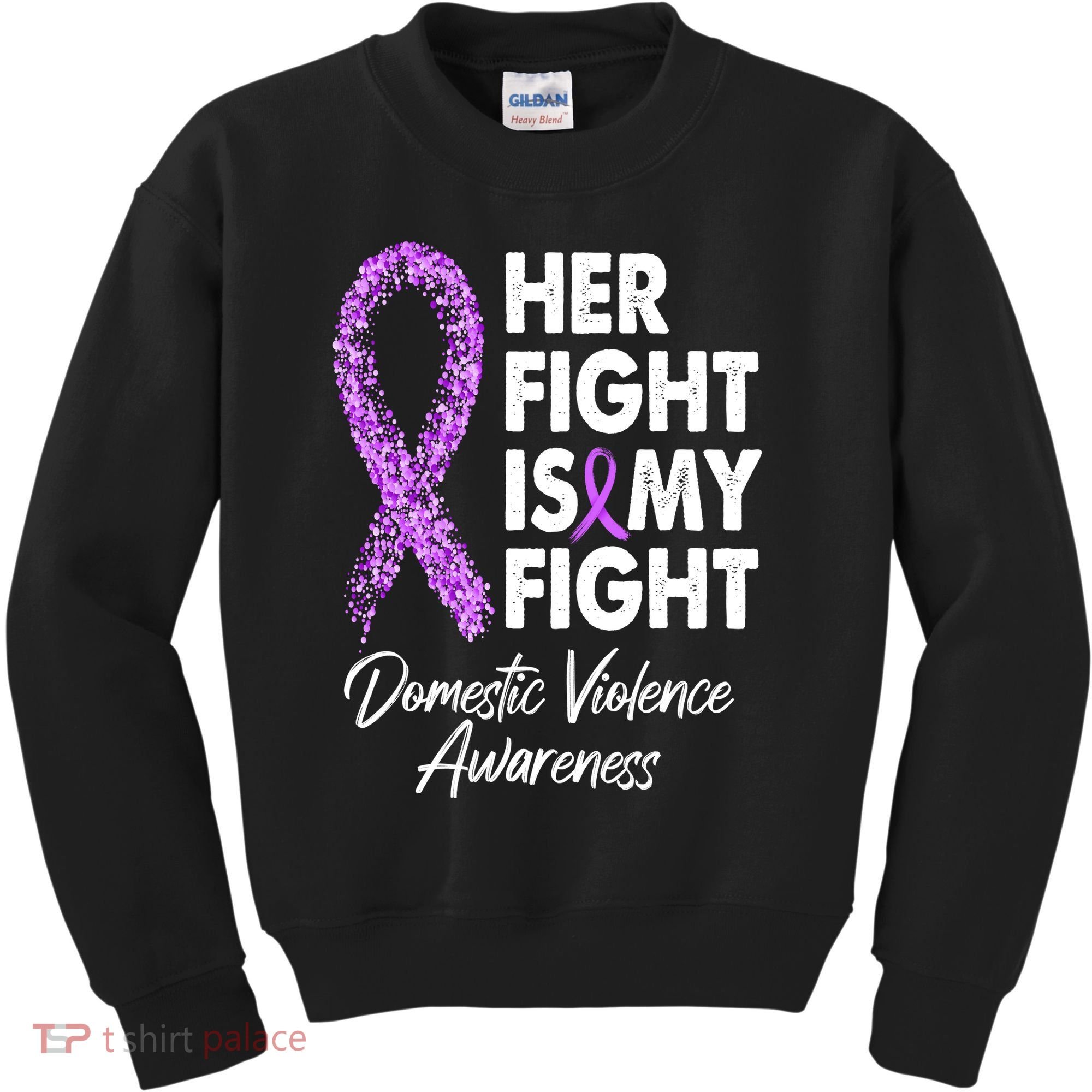 Her Fight is My Fight Domestic Violence Awareness Purple Ribbon Kids Sweatshirt