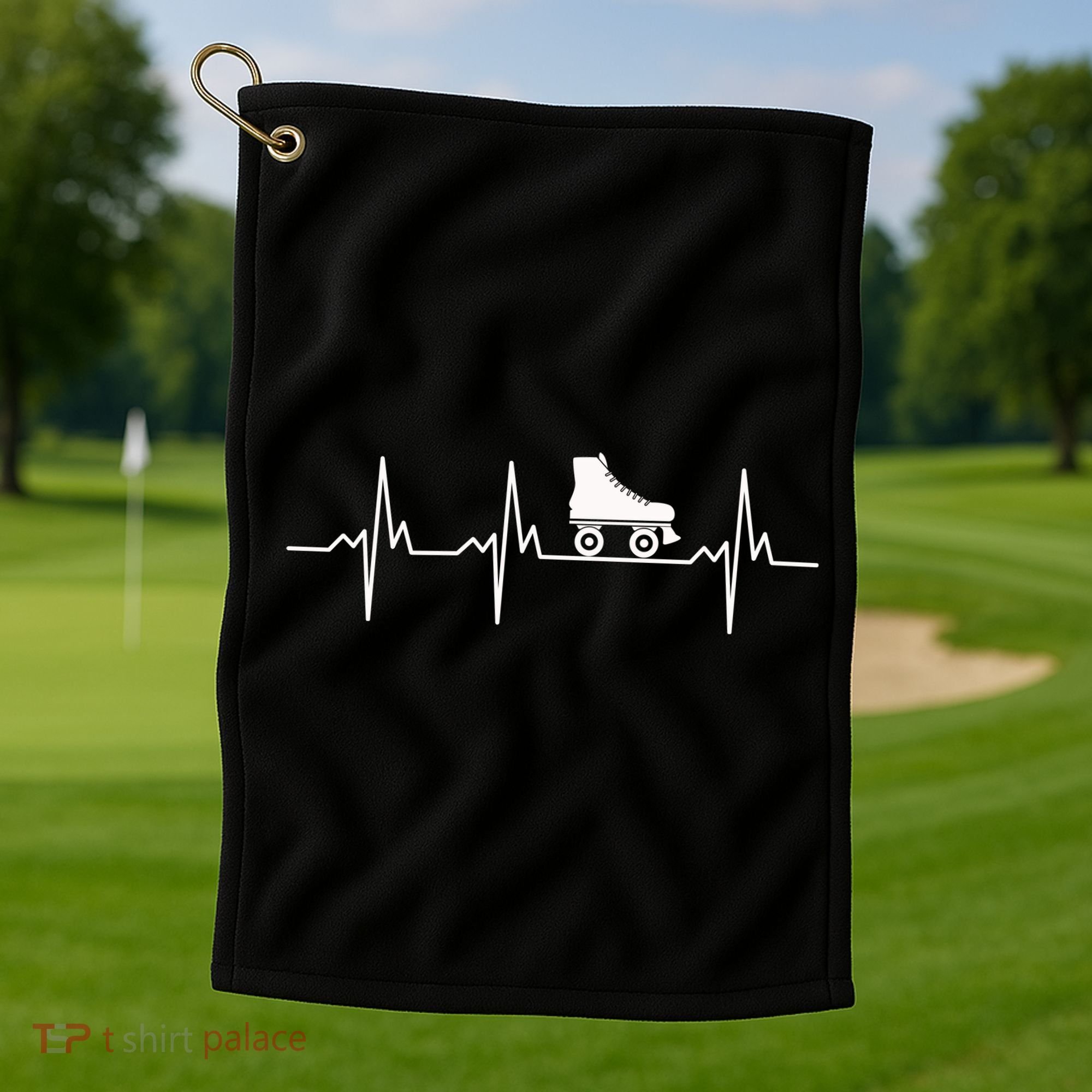 Heartbeat Ecg Roller Skates Roller Skating Inline Skating Gift Golf Towel
