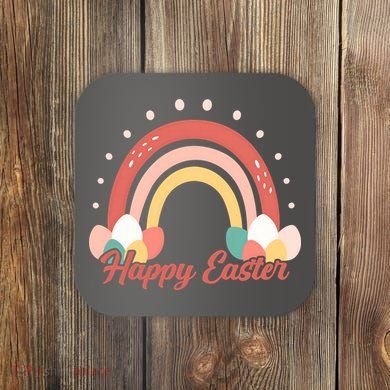 Happy Easter Rainbow Holiday Coaster