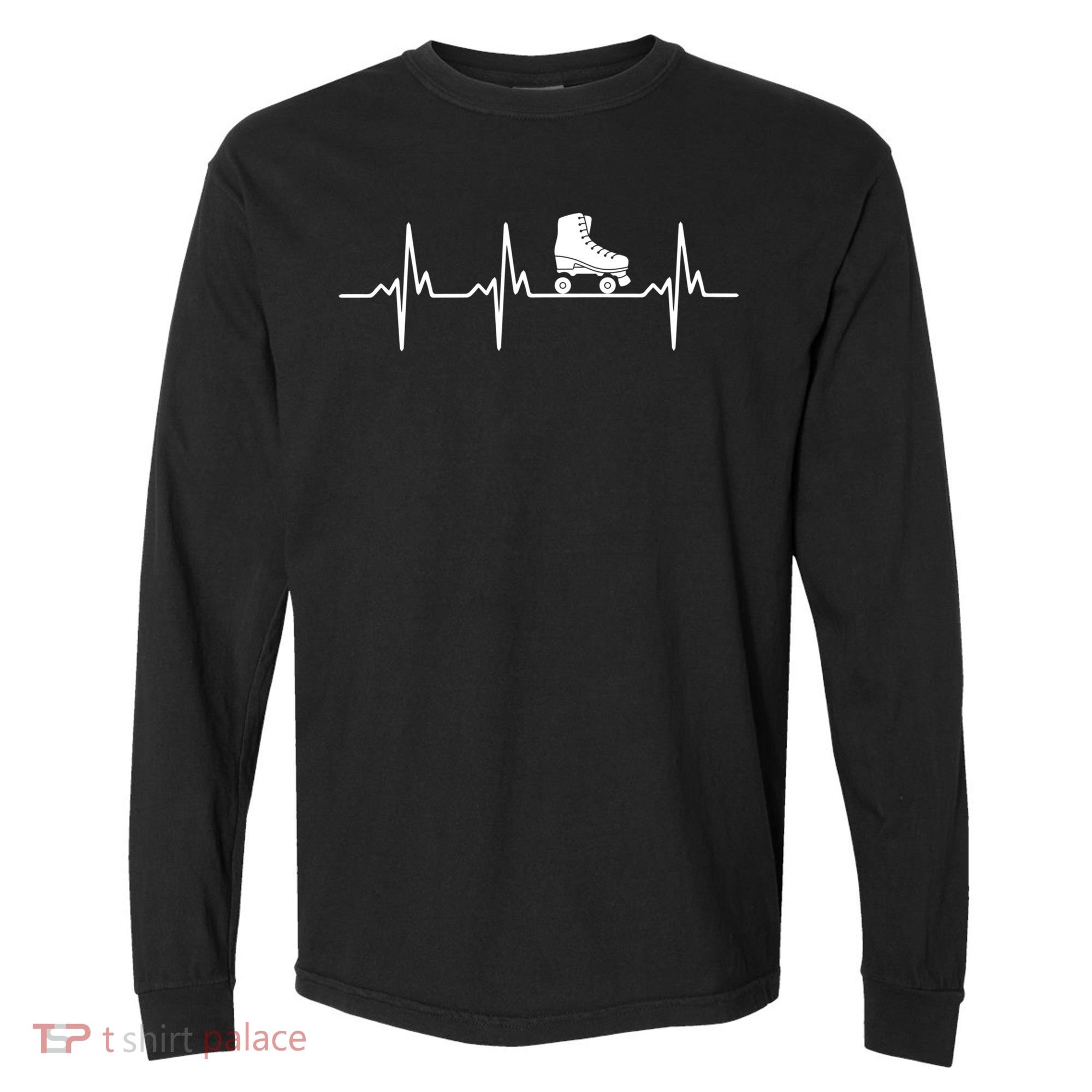 Heartbeat Ecg Roller Skates Roller Skating Inline Skating Gift Comfort Colors Heavyweight Long Sleeve T-Shirt