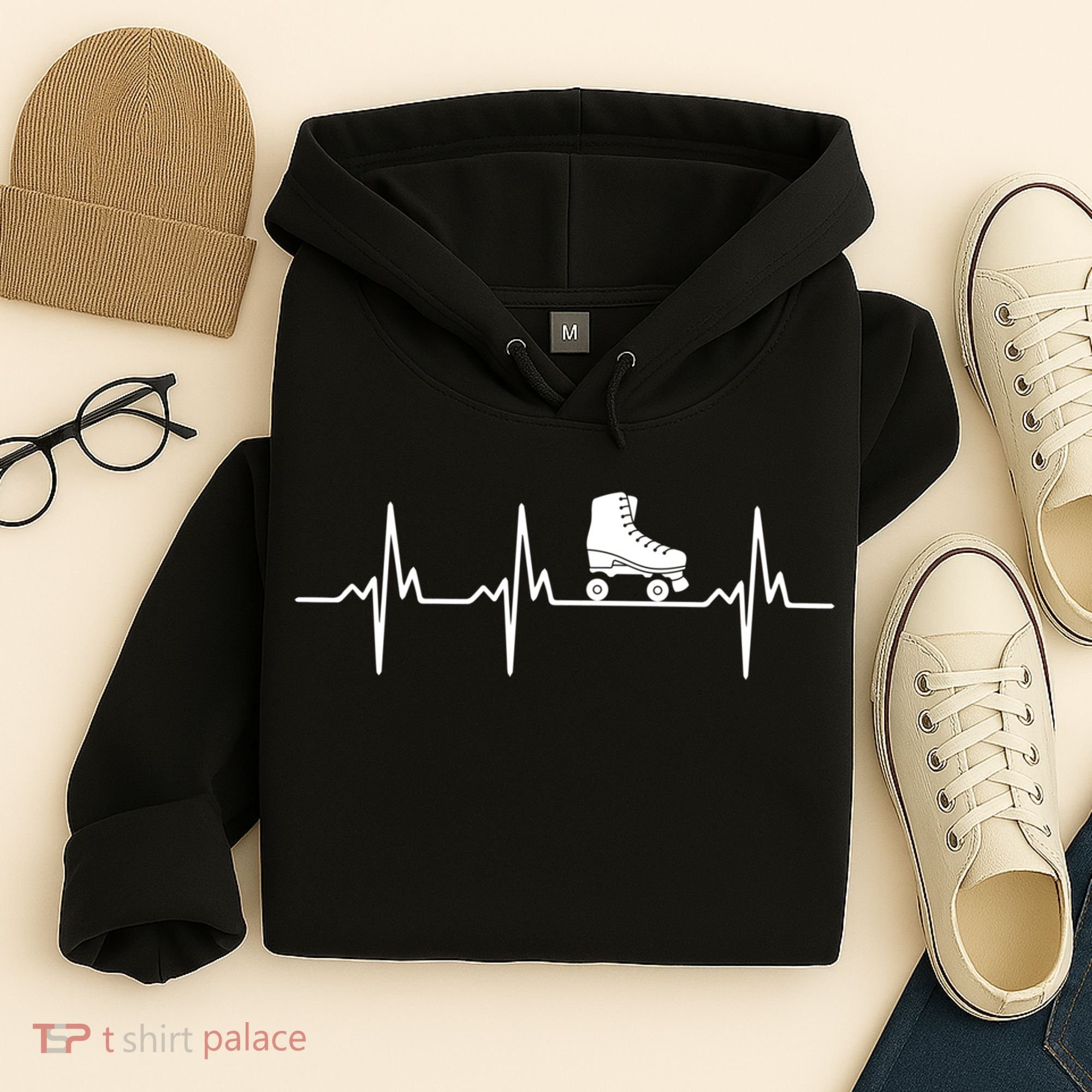 Heartbeat Ecg Roller Skates Roller Skating Inline Skating Gift Hoodie
