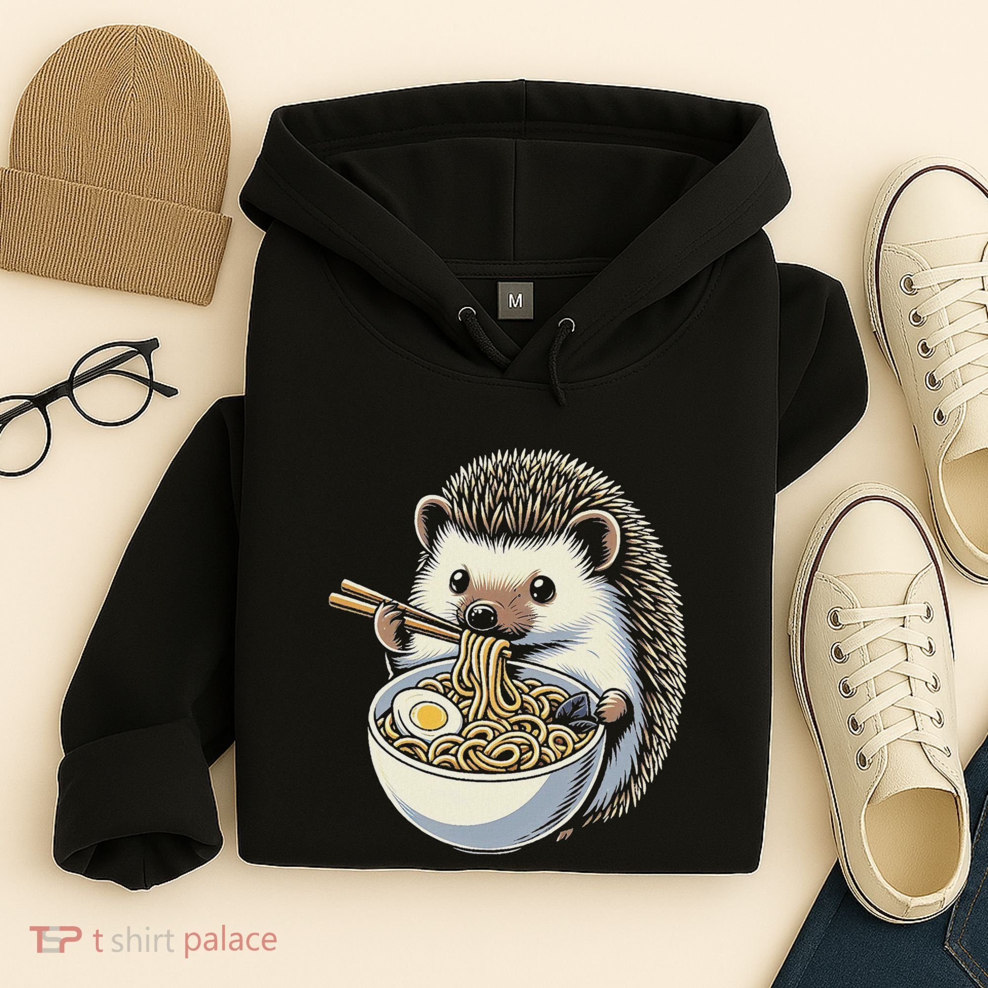 Hedgehog Eating Ramen Japanese Noodles Soup Hoodie