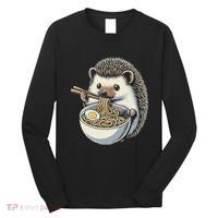 Hedgehog Eating Ramen Japanese Noodles Soup Long Sleeve Shirt thumb 0
