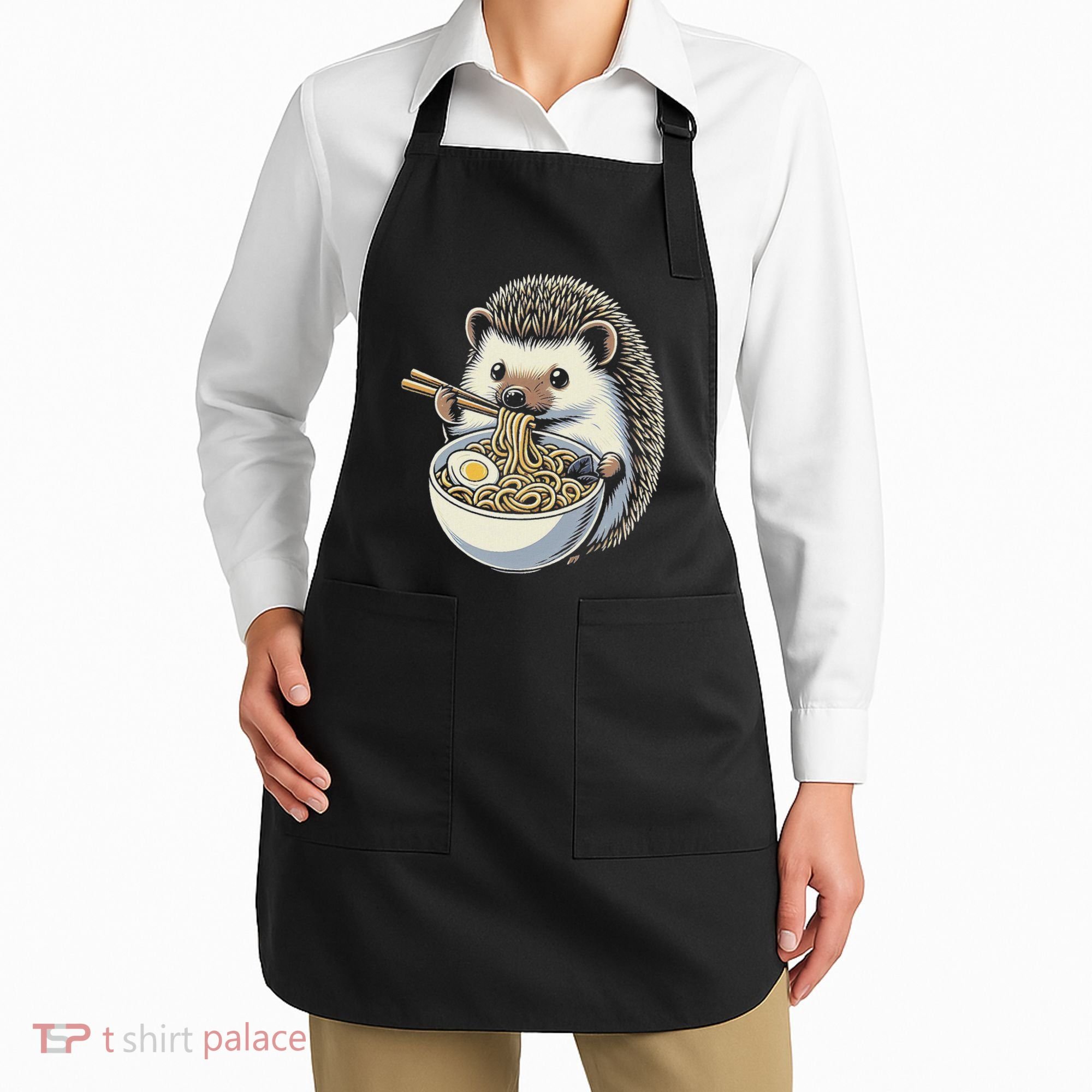 Hedgehog Eating Ramen Japanese Noodles Soup Apron