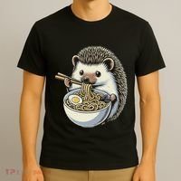Hedgehog Eating Ramen Japanese Noodles Soup T-Shirt thumb 3