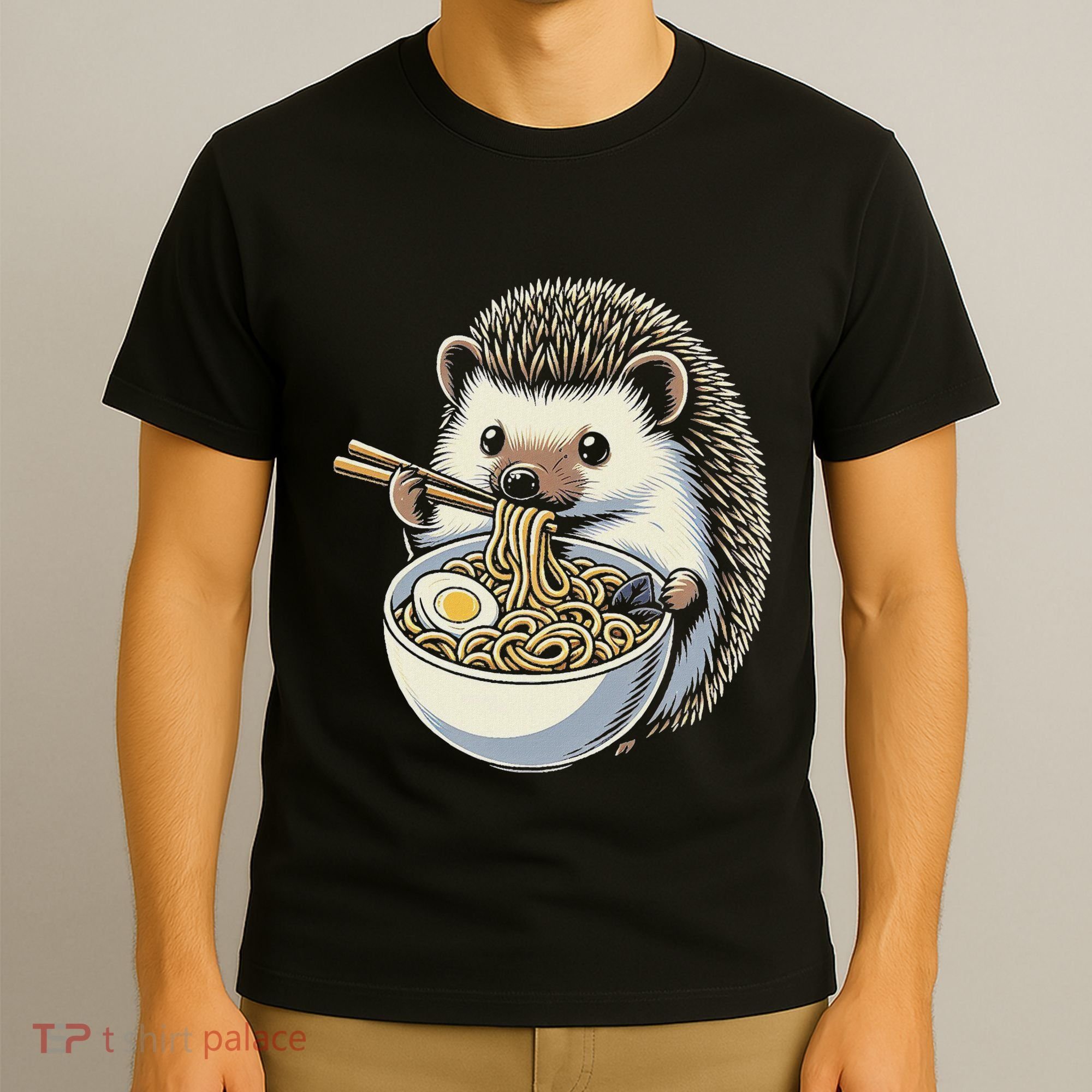 Hedgehog Eating Ramen Japanese Noodles Soup T-Shirt