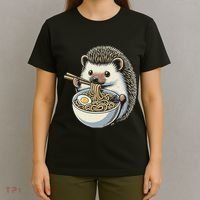 Hedgehog Eating Ramen Japanese Noodles Soup T-Shirt thumb 4