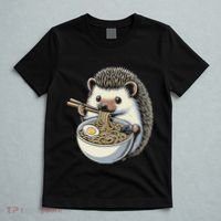 Hedgehog Eating Ramen Japanese Noodles Soup T-Shirt thumb 5