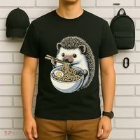 Hedgehog Eating Ramen Japanese Noodles Soup T-Shirt thumb 6