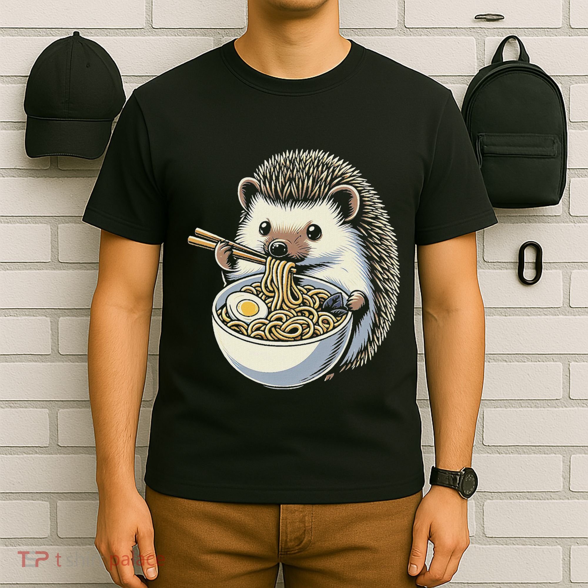 Hedgehog Eating Ramen Japanese Noodles Soup T-Shirt