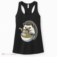 Hedgehog Eating Ramen Japanese Noodles Soup Women's Tank Top thumb 0