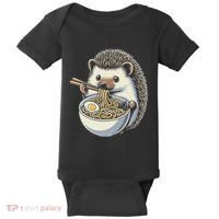 Hedgehog Eating Ramen Japanese Noodles Soup Baby Bodysuit thumb 0
