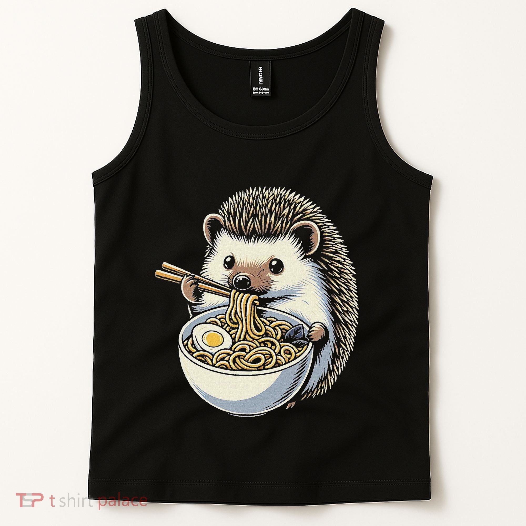 Hedgehog Eating Ramen Japanese Noodles Soup Tank Top