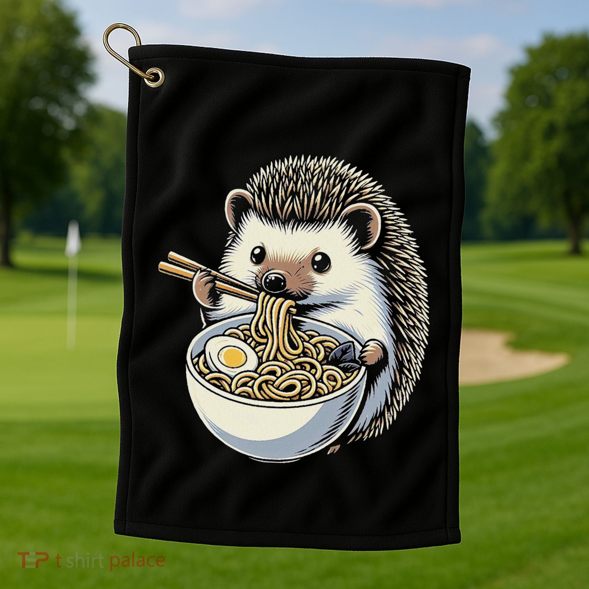 Hedgehog Eating Ramen Japanese Noodles Soup Golf Towel