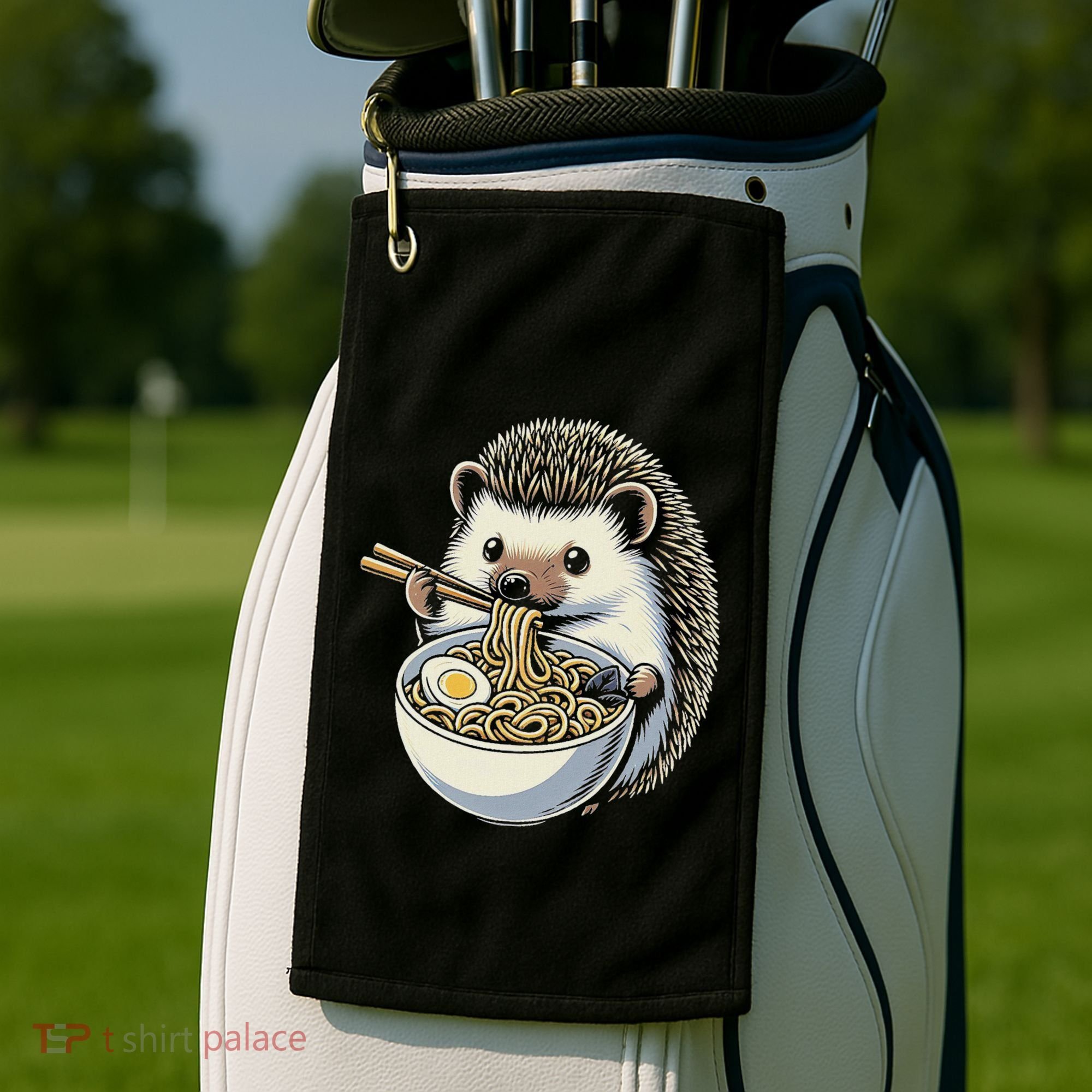 Hedgehog Eating Ramen Japanese Noodles Soup Golf Towel