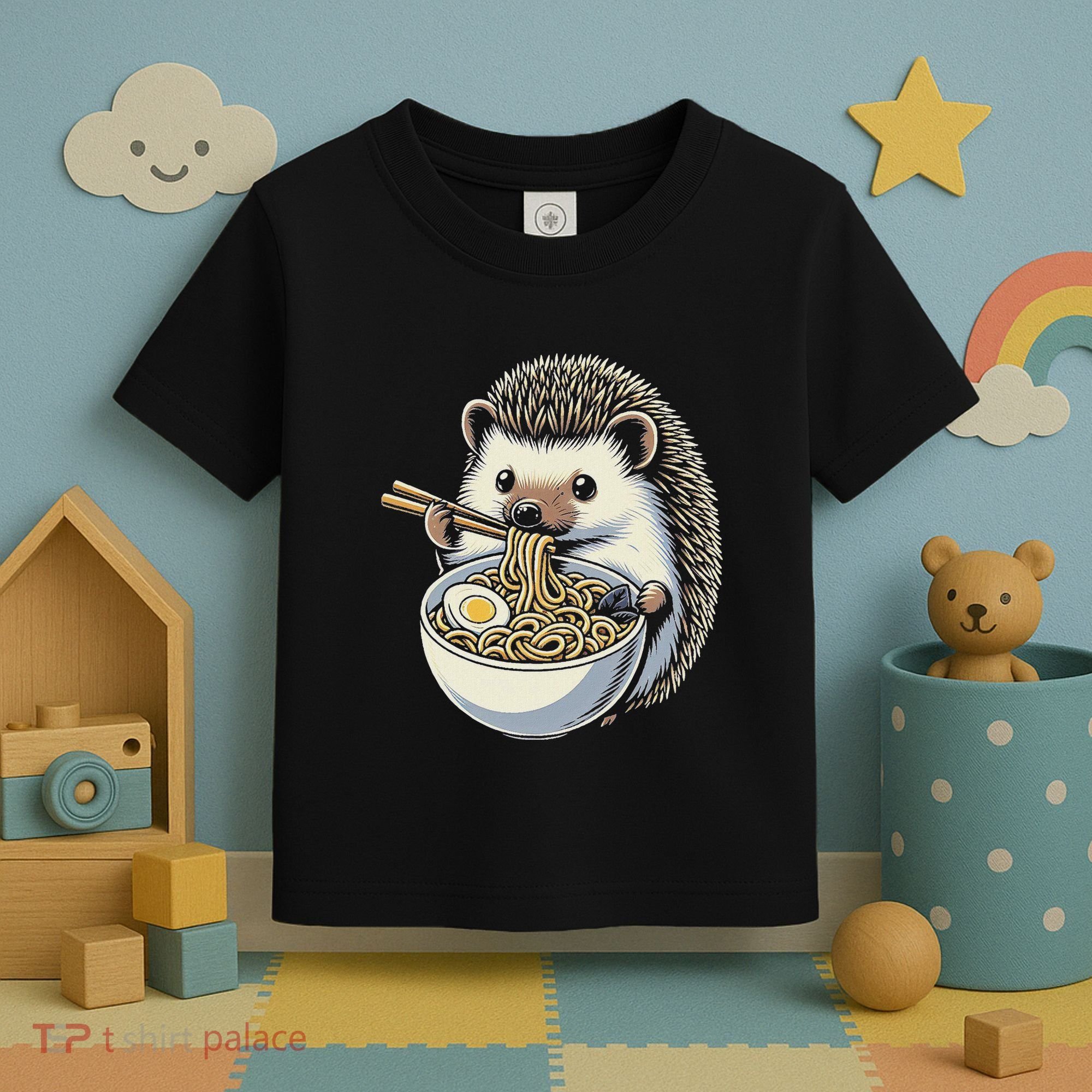 Hedgehog Eating Ramen Japanese Noodles Soup Toddler T-Shirt