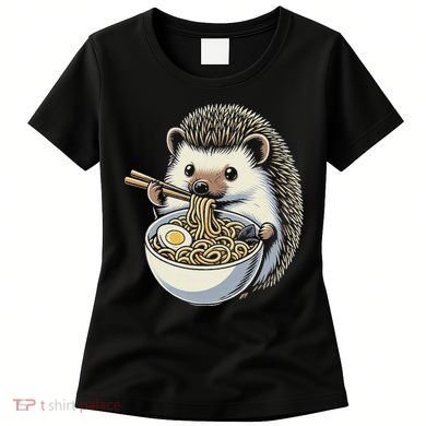 Hedgehog Eating Ramen Japanese Noodles Soup Women's T-Shirt