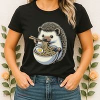 Hedgehog Eating Ramen Japanese Noodles Soup Women's T-Shirt thumb 2