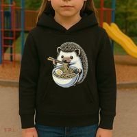 Hedgehog Eating Ramen Japanese Noodles Soup Kids Hoodie thumb 3