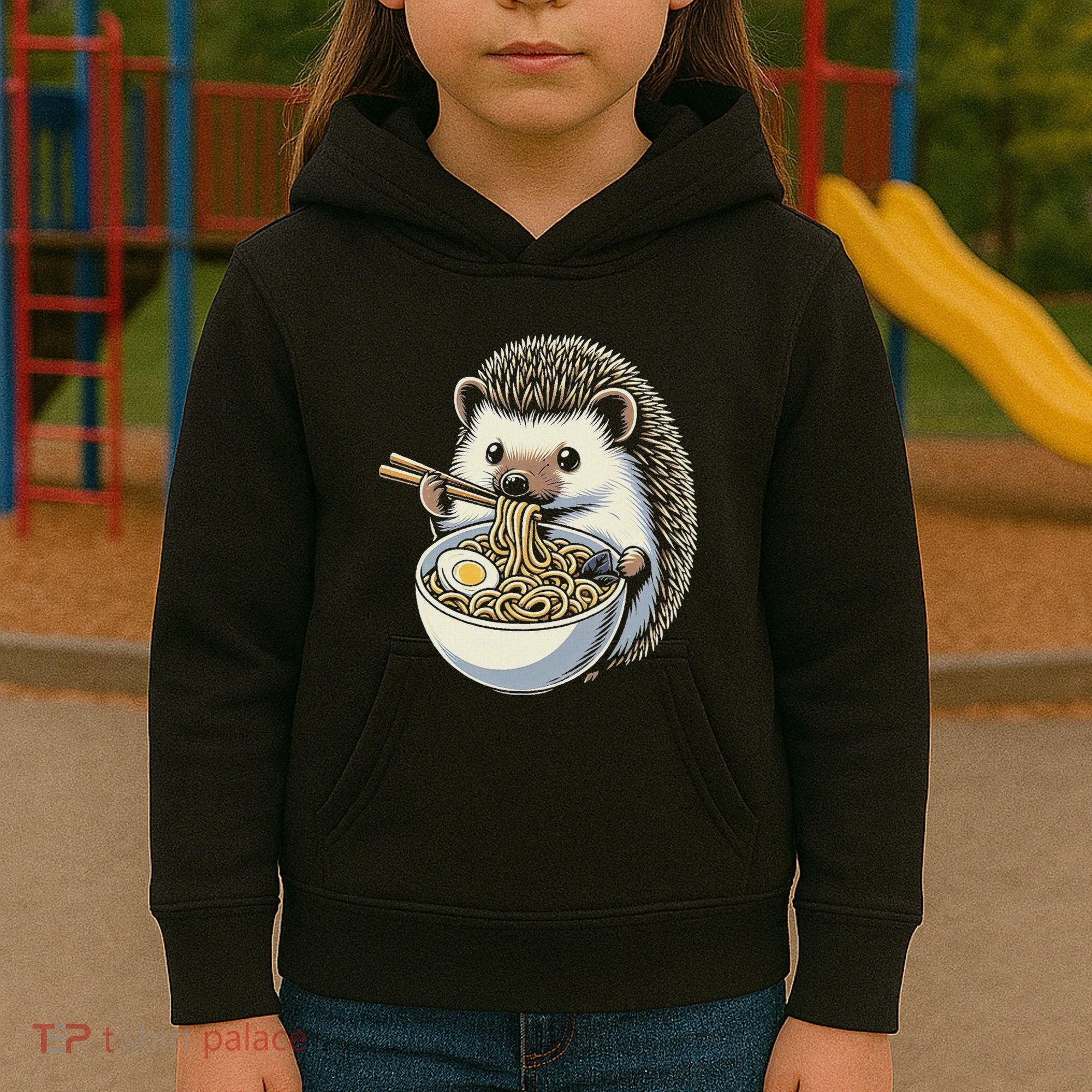 Hedgehog Eating Ramen Japanese Noodles Soup Kids Hoodie