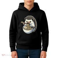 Hedgehog Eating Ramen Japanese Noodles Soup Kids Hoodie thumb 4