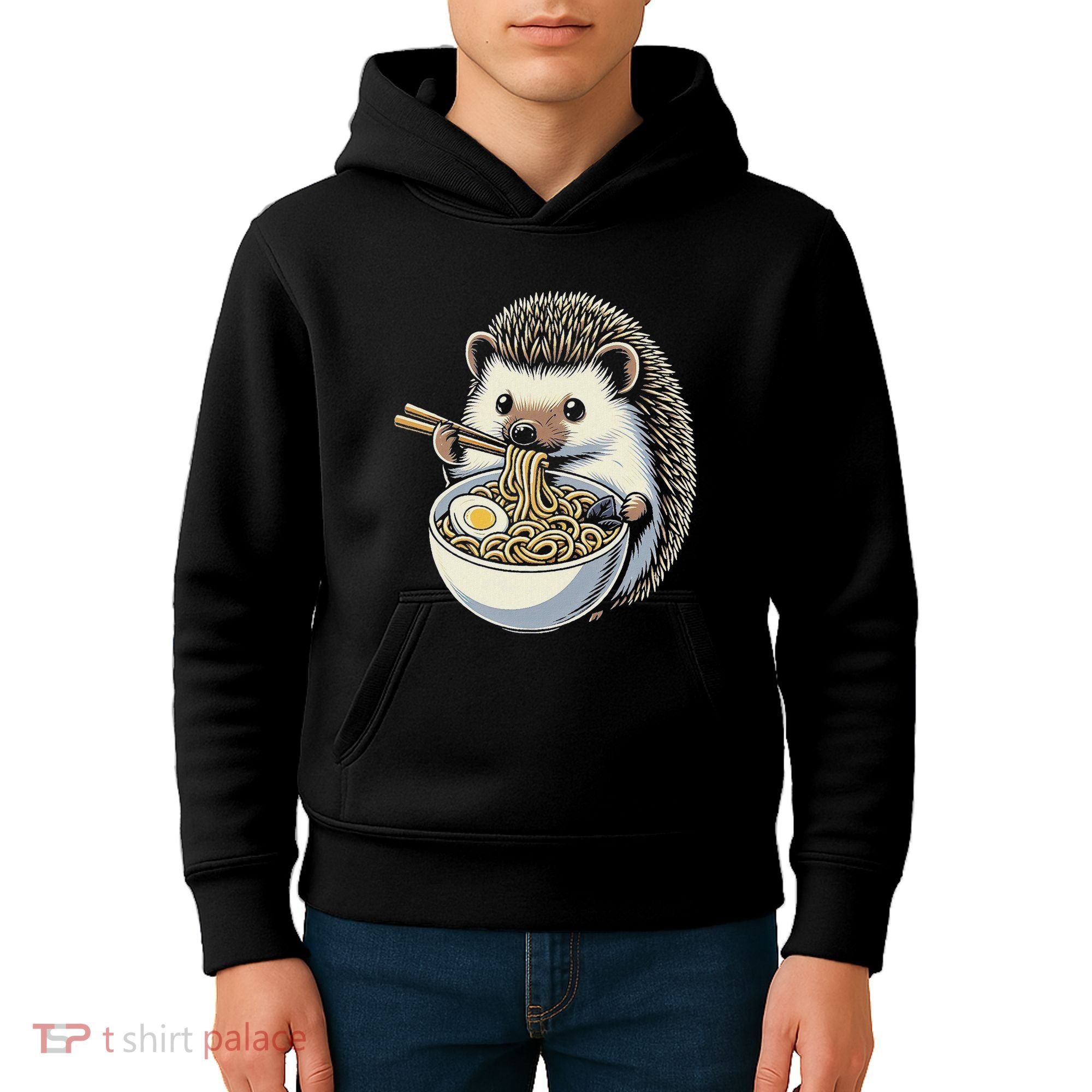 Hedgehog Eating Ramen Japanese Noodles Soup Kids Hoodie