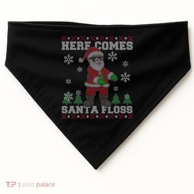 Here Comes Santa Floss Cool Ugly Christmas USA-Made Doggie Bandana