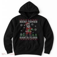 Here Comes Santa Floss Cool Ugly Christmas Hoodie thumb 0