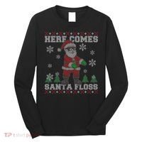 Here Comes Santa Floss Cool Ugly Christmas Long Sleeve Shirt thumb 0